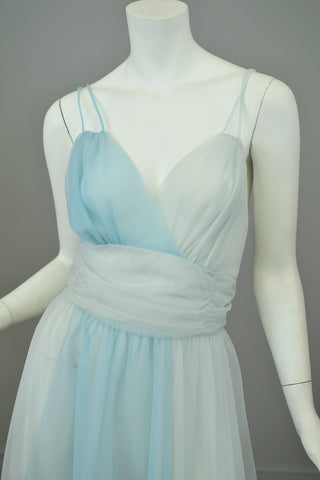 1960s Sky Blue Color Block Frothy Negligee Dress by Vanity Fair
