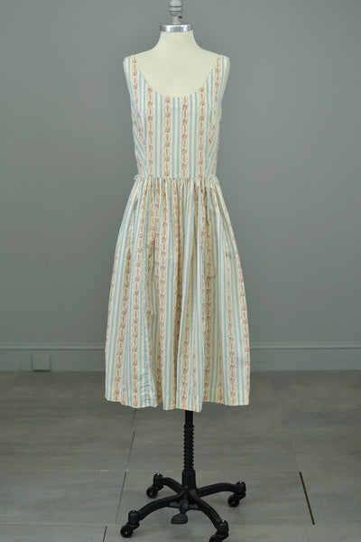1980s 90s Ralph Lauren Floral Wallpaper Print Cottage Jumper Dress