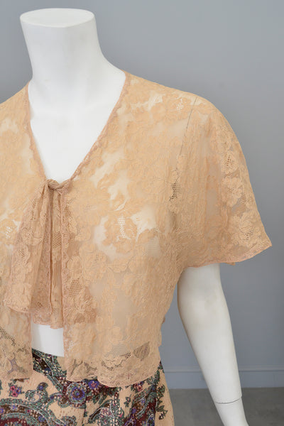 トップス vintage lace bolero Vintage Long Sleeve Floral Lace Shrug Bolero Cardigan
