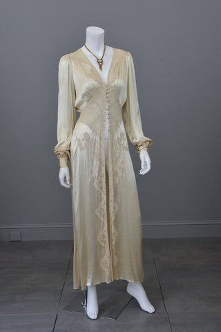 1930s vintage silk and lace robe deco negligee robe