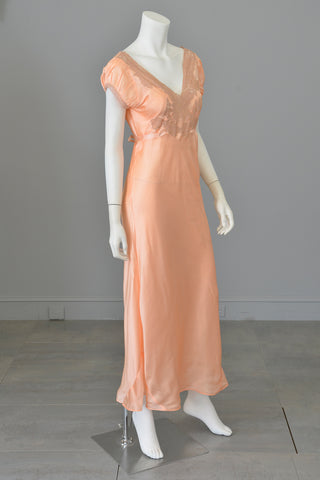 1930s Peach Negligee Nightgown -  As Is