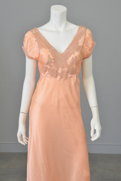 1930s Peach Negligee Nightgown -  As Is