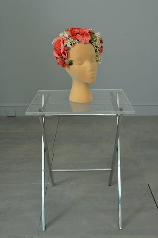 1950s Roses and Flowers Crescent Shape Headband Headpiece