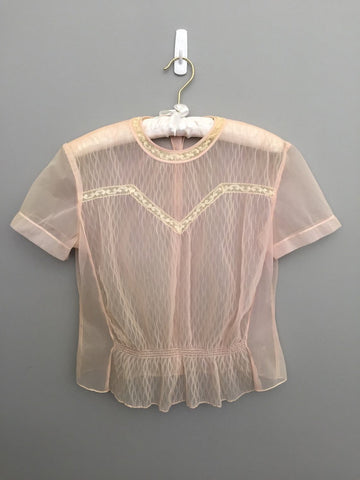 1950s Sheer Pink Blouse