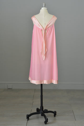 1960s Mod Hot Pink Nightie with Satin Drape