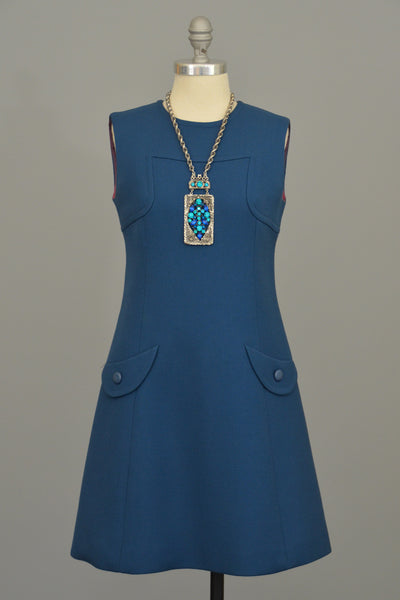 1960s A-Line Mod Blue Vintage Mini Dress | VintageVirtuosa 1960s A-Line Mod Blue Vintage Mini Dress | VintageVirtuosa