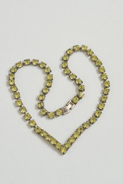 Deco Citrus Lemon Yellow Crystal Chevron Necklace