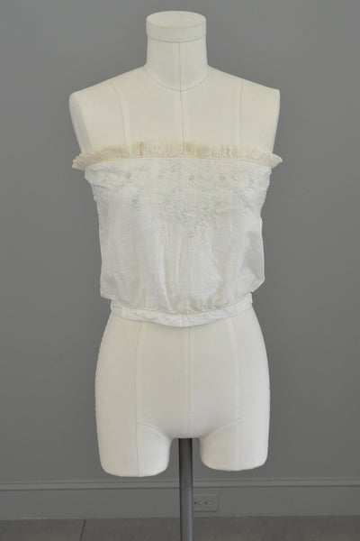 Edwardian Sheer White Baby Blue Embroidered Camisole Corset Cover