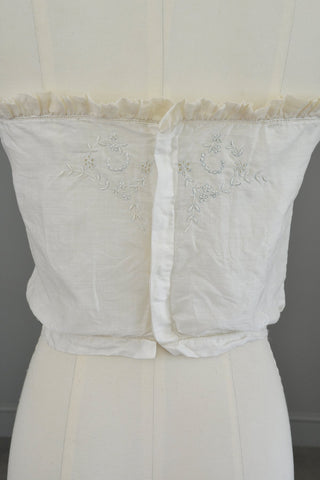 Edwardian Sheer White Baby Blue Embroidered Camisole Corset Cover