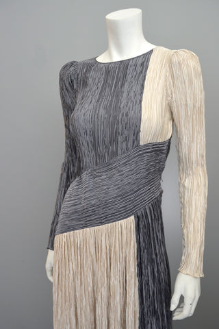 Mary McFadden Silver Pearl Mod Fortuny Pleats Dress