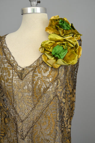 Layaway 1920s Spun Gold Lace Vintage Flapper Dress