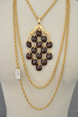 Trifari Rootbeer Waterfall Necklace