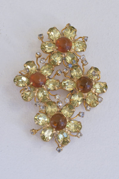Yellow Crystal Cognac Jelly Belly Brooch
