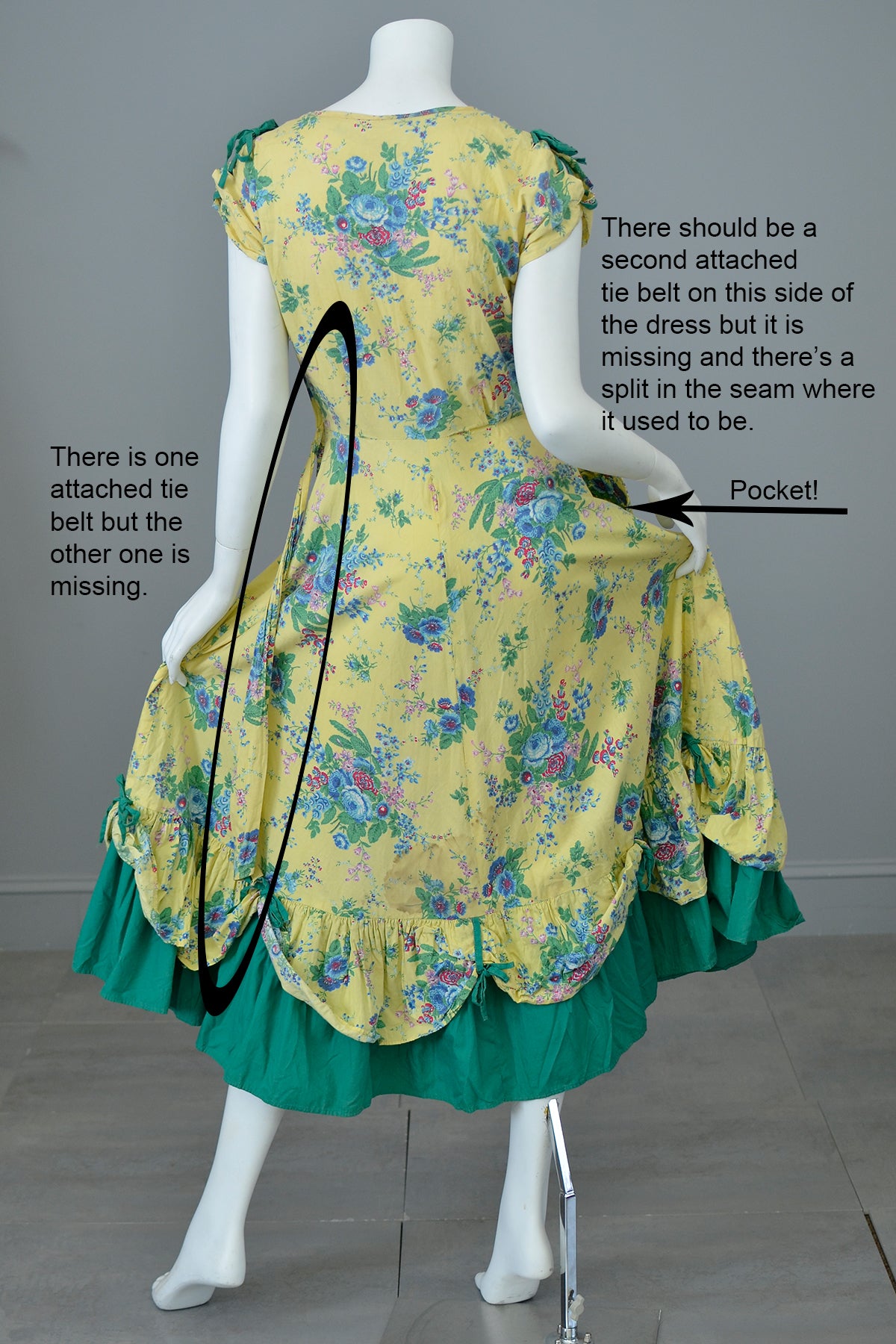 1930s Yellow Floral Rose Print Cottagecore Peasant Dress | Issues