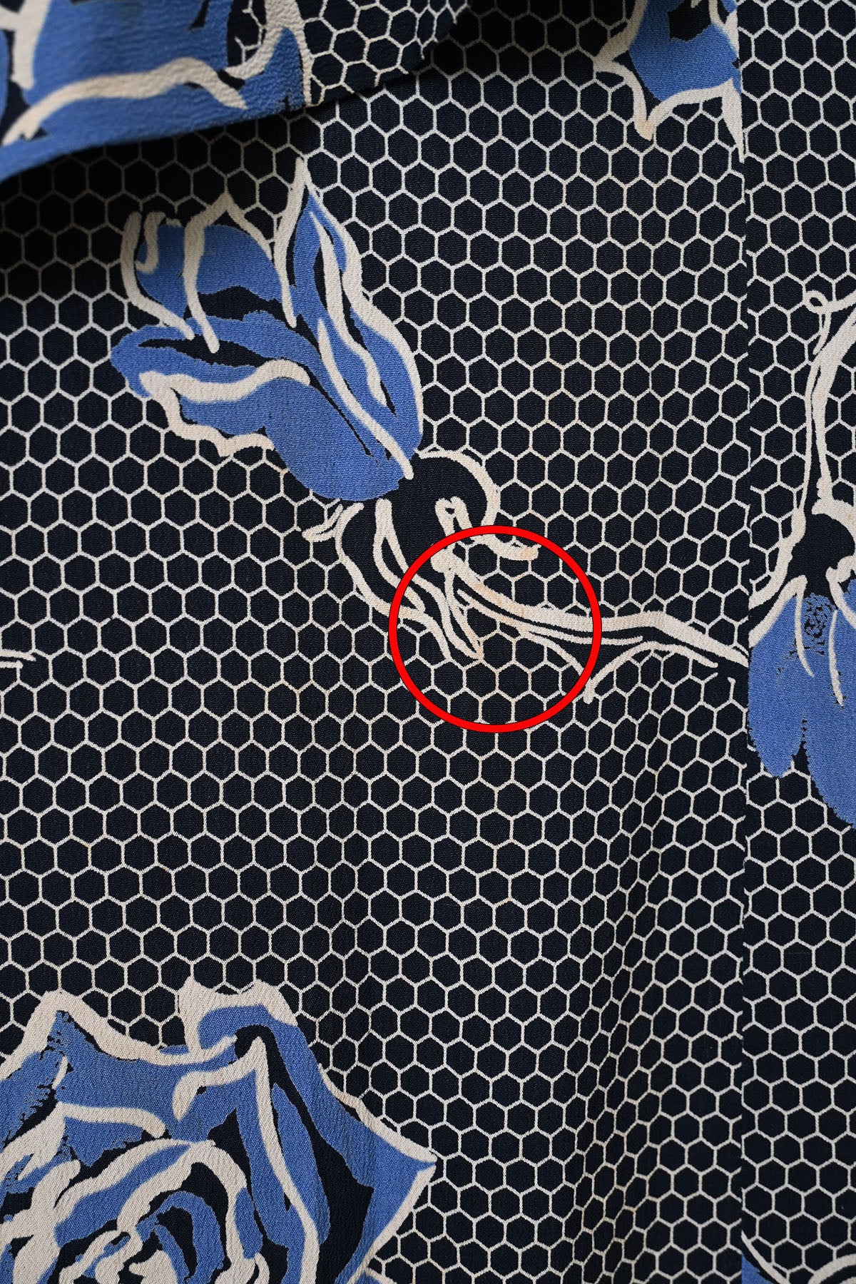 1940s Blue Honeycomb Rose Print Tiered Rayon Gown Dress with Sequins