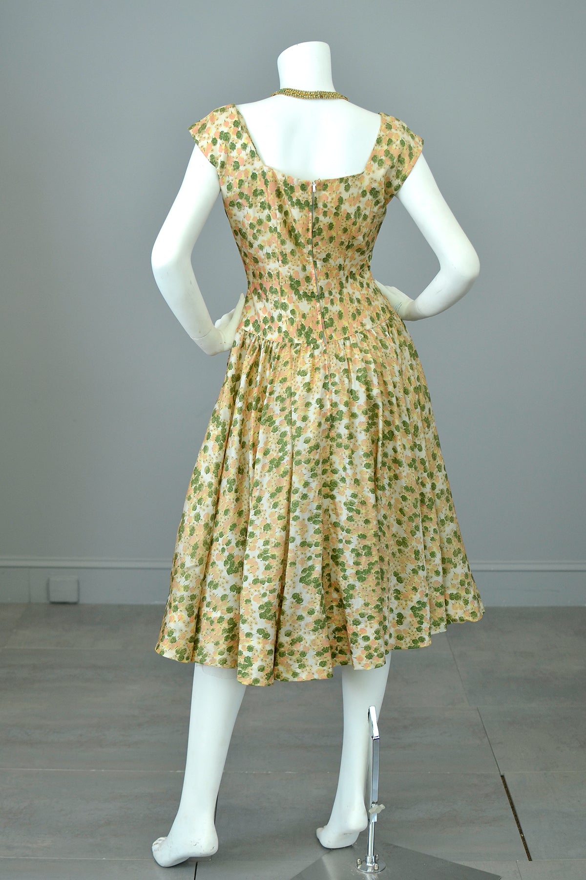 1950s Retro Print Drop Waist Party Dress