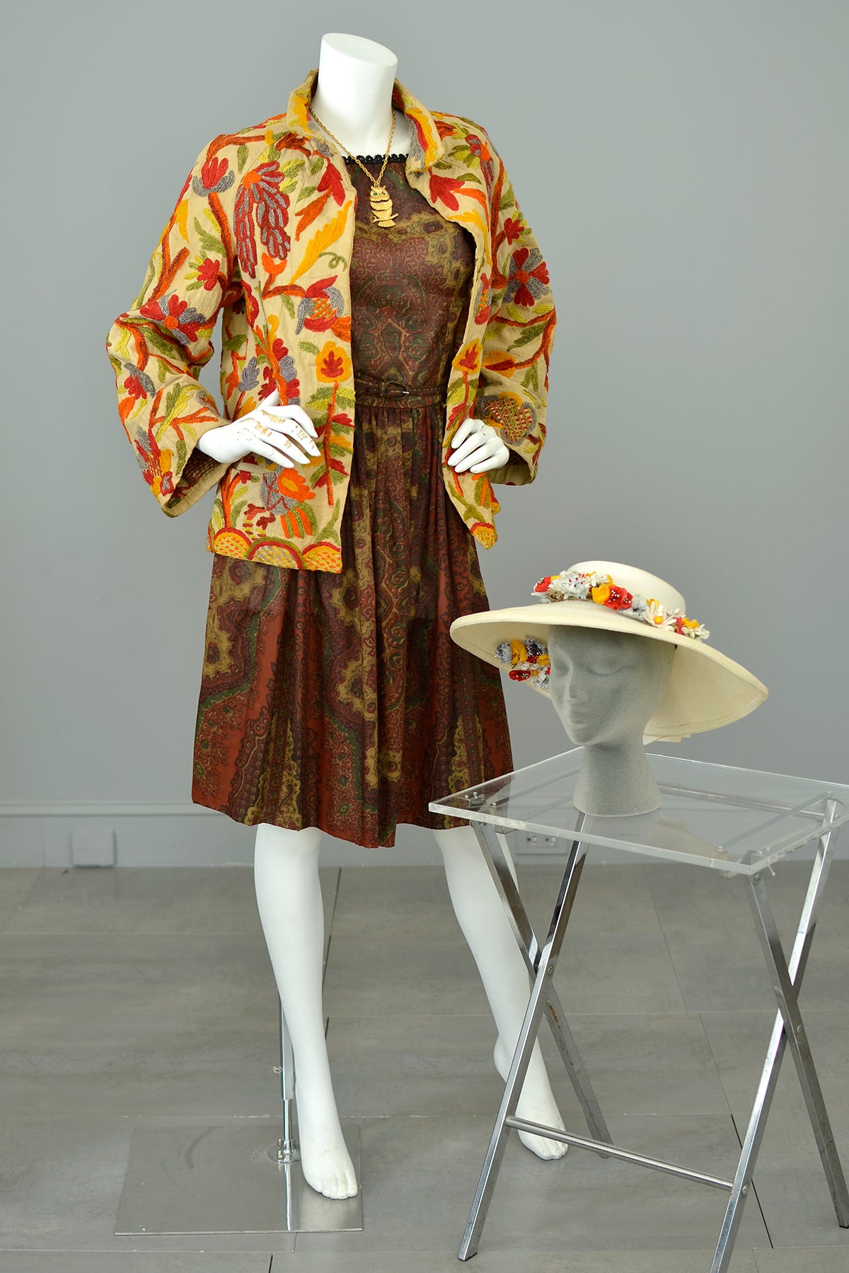 1960s Deep Rust Gold Paisley Print Sheer Dress | VintageVirtuosa 1960s Deep Rust Gold Paisley Print Sheer Dress | VintageVirtuosa