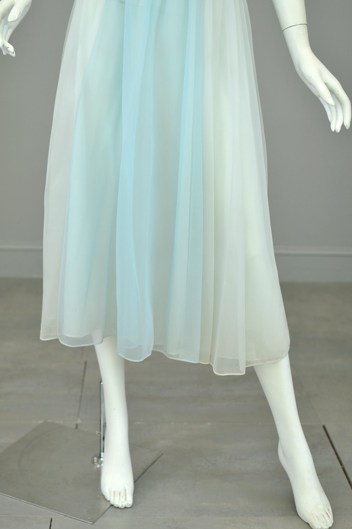 1960s Sky Blue Color Block Frothy Negligee Dress by Vanity Fair