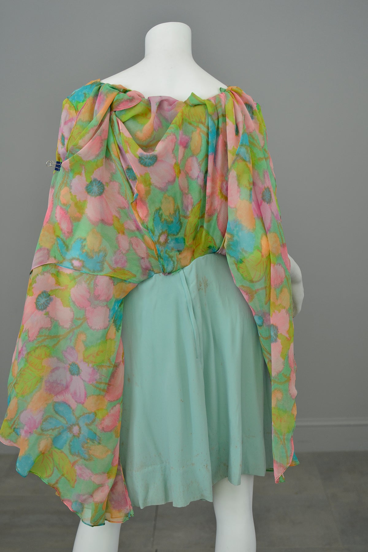 1960s Watercolor Floral Print Draping Wrap Front Dress | Garden Party Dress | TLC Hot Mess
