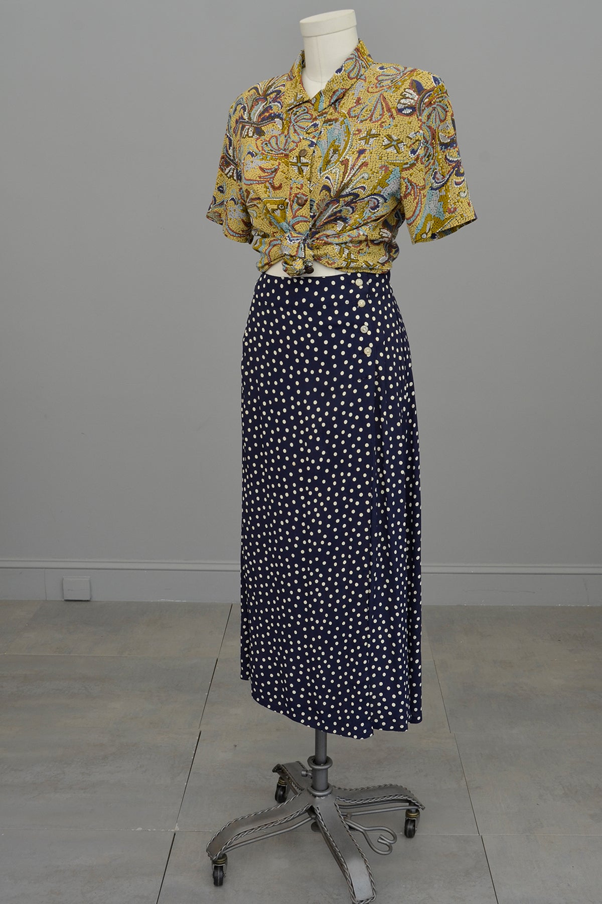 1980s Mosaic Print Skirt and Blouse