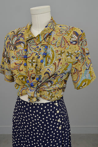 1980s Mosaic Print Skirt and Blouse