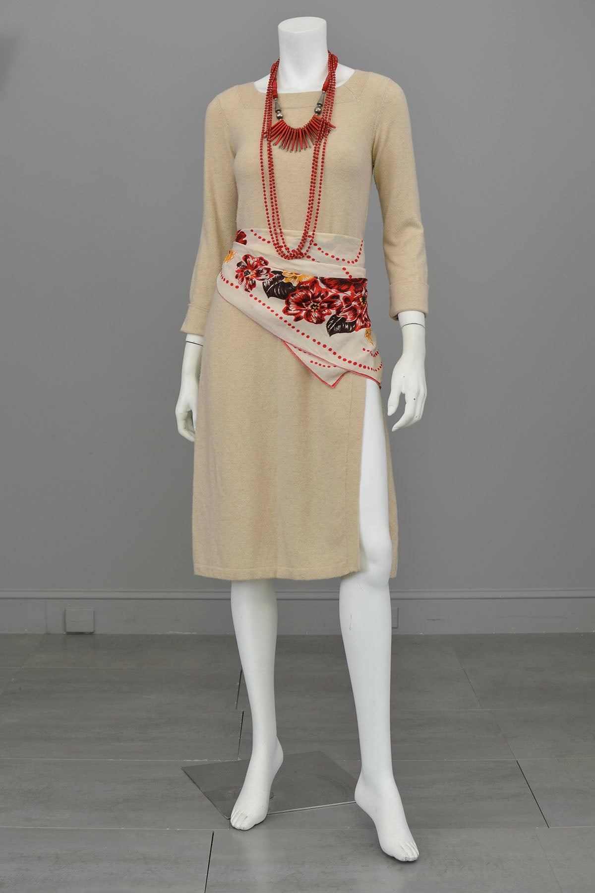 Vintage Knit Tunic with High Side Slits