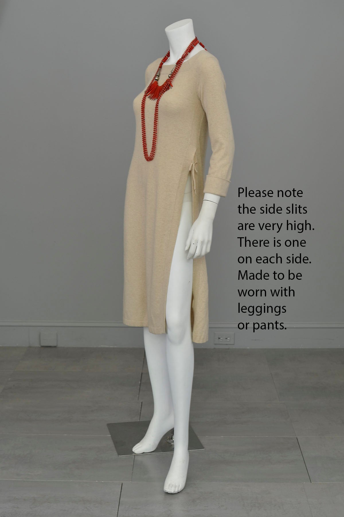 Vintage Knit Tunic with High Side Slits