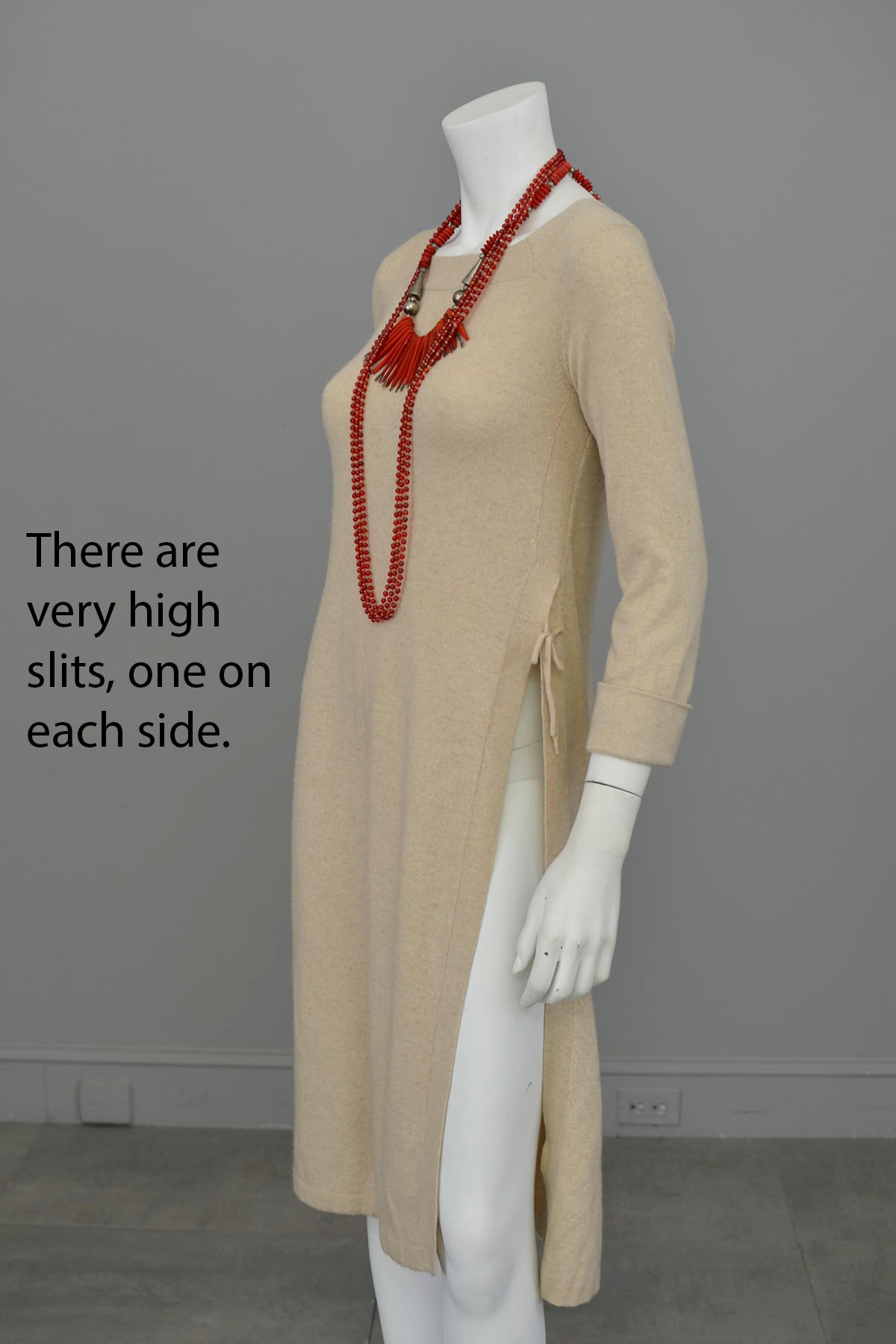 Vintage Knit Tunic with High Side Slits