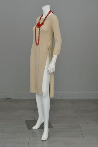 Vintage Knit Tunic with High Side Slits