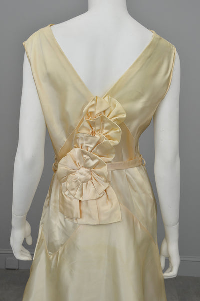 1920s 30s Cream Satin Florette Swag Dress | VintageVirtuosa