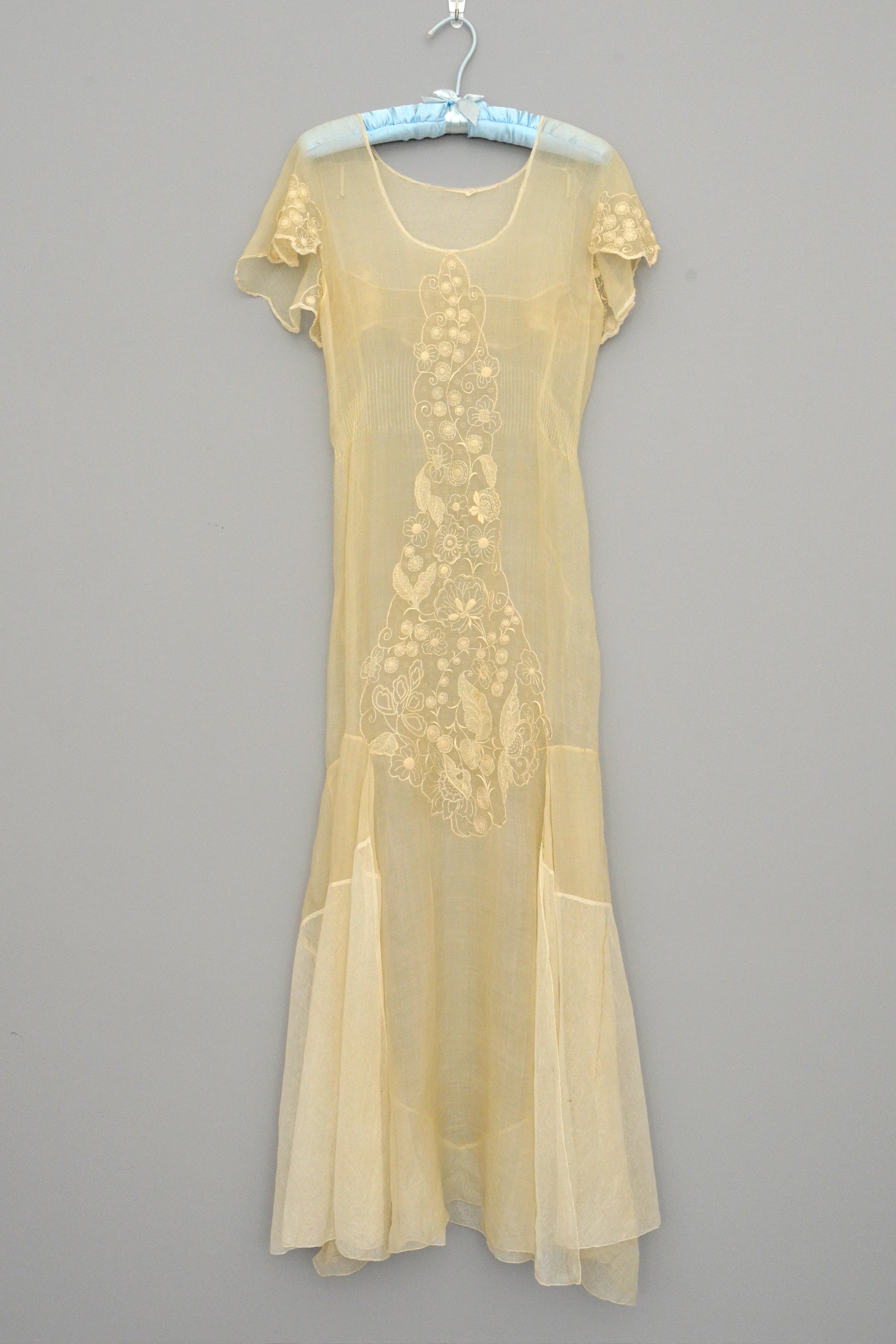 1920s 30s Deco Flapper Dress Gown | Sheer Gauzy Embroidered Organza + | VintageVirtuosa 1920s 30s Deco Flapper Dress Gown | Sheer Gauzy Embroidered Organza + | VintageVirtuosa