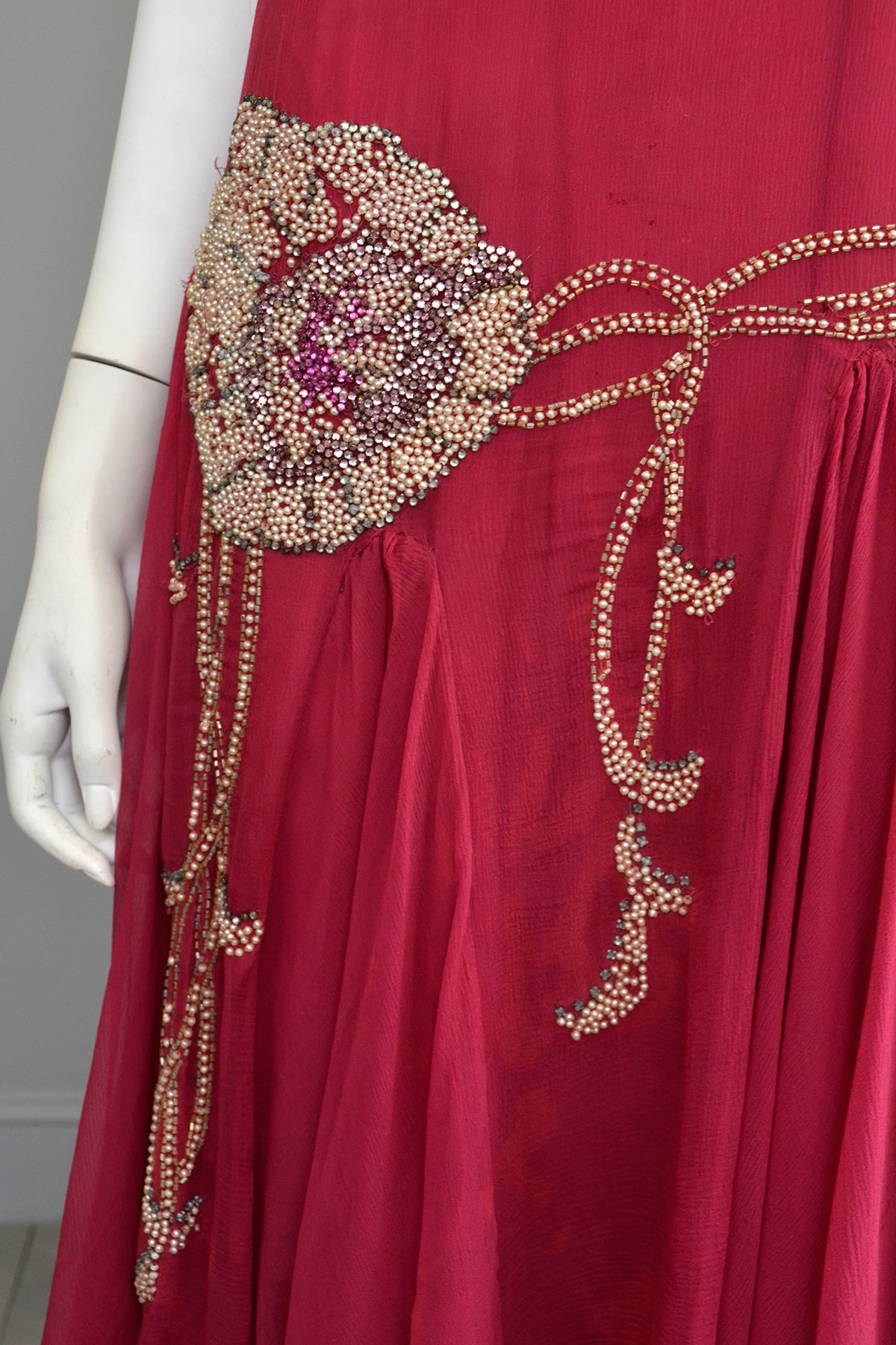 1920s Cranberry Chiffon Beaded Flapper Dress for Restoration | VintageVirtuosa 1920s Cranberry Chiffon Beaded Flapper Dress for Restoration | VintageVirtuosa