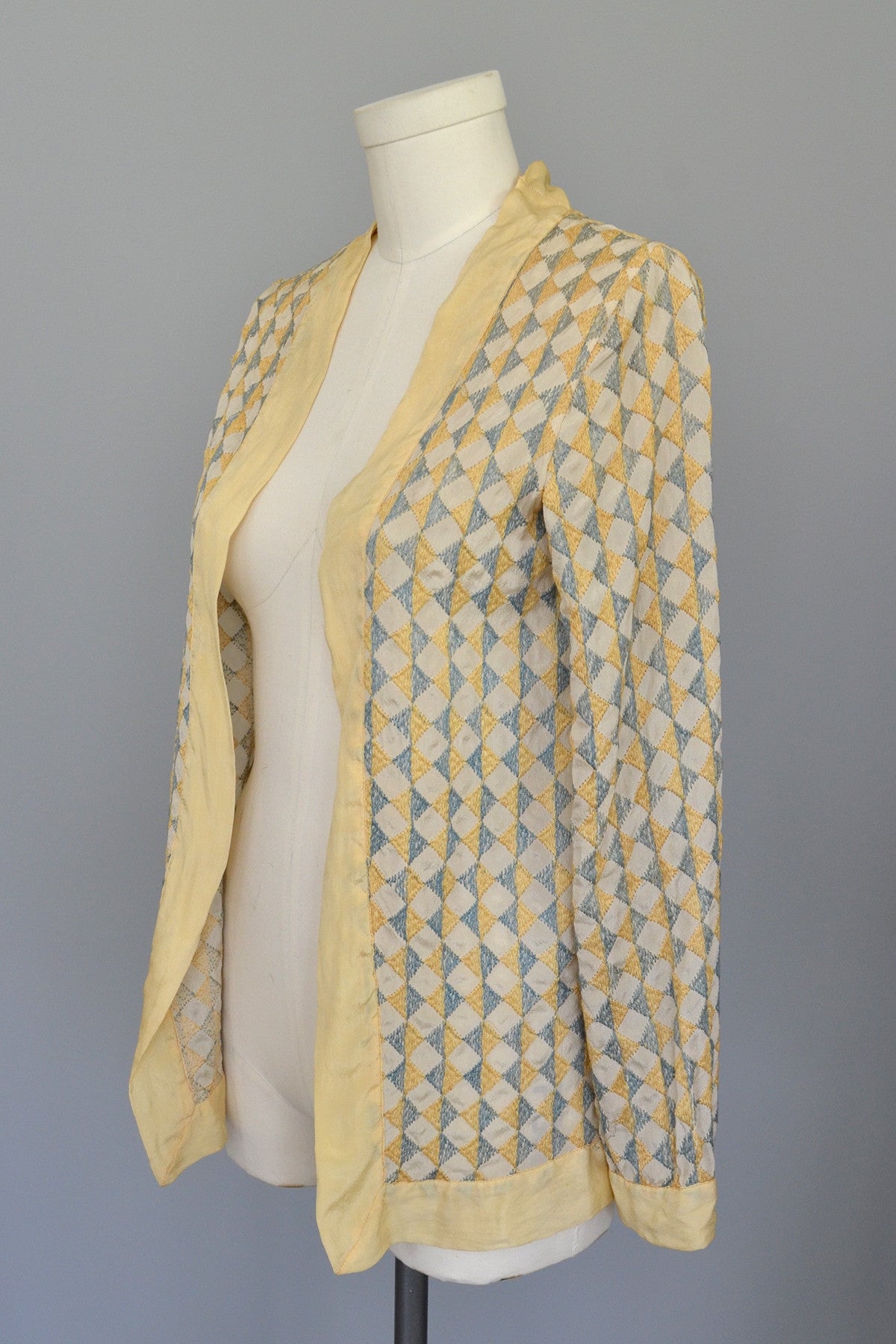 RESERVED 1920s Deco Harlequin Embroidered Jacket Duster