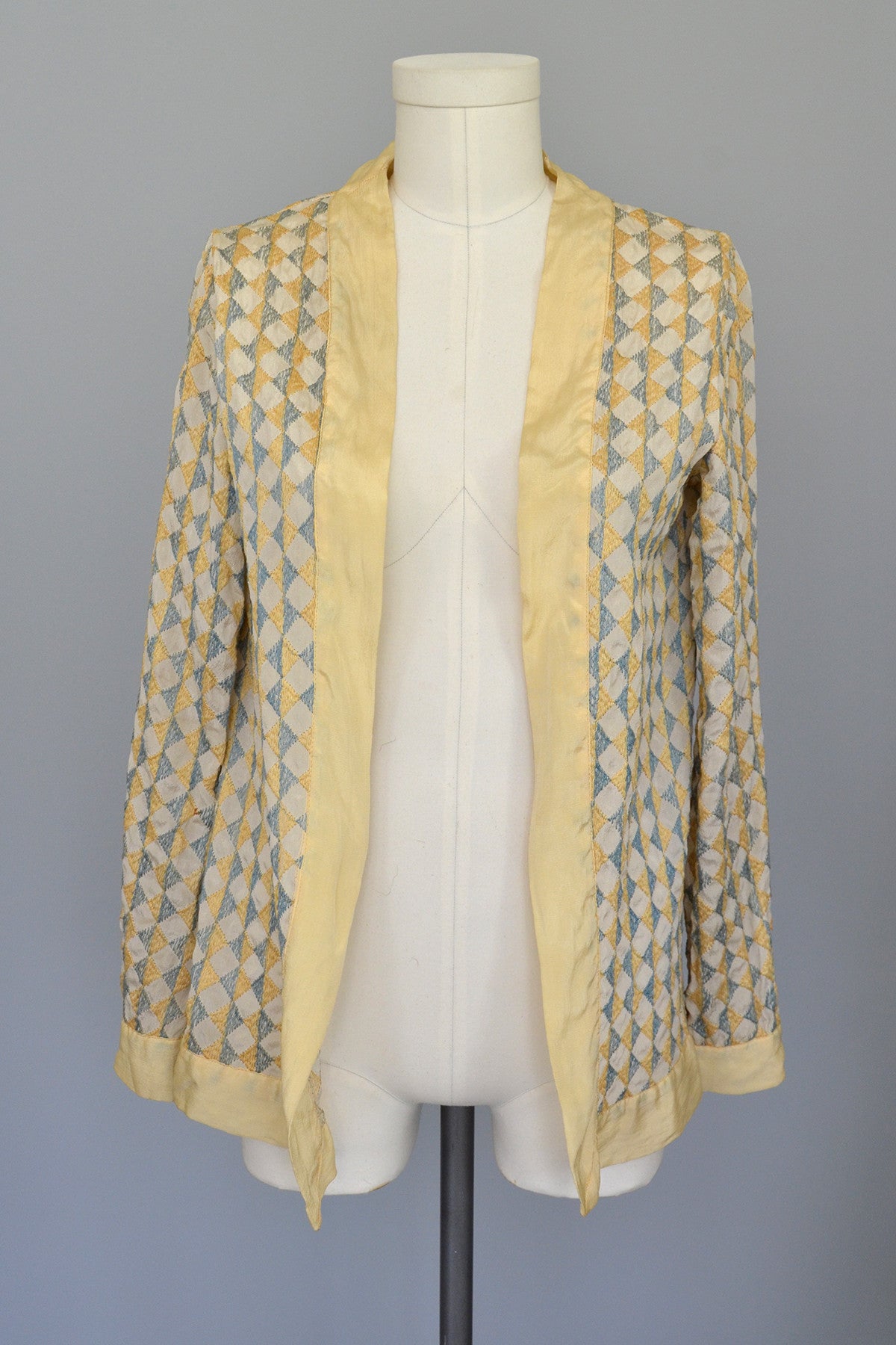 RESERVED 1920s Deco Harlequin Embroidered Jacket Duster