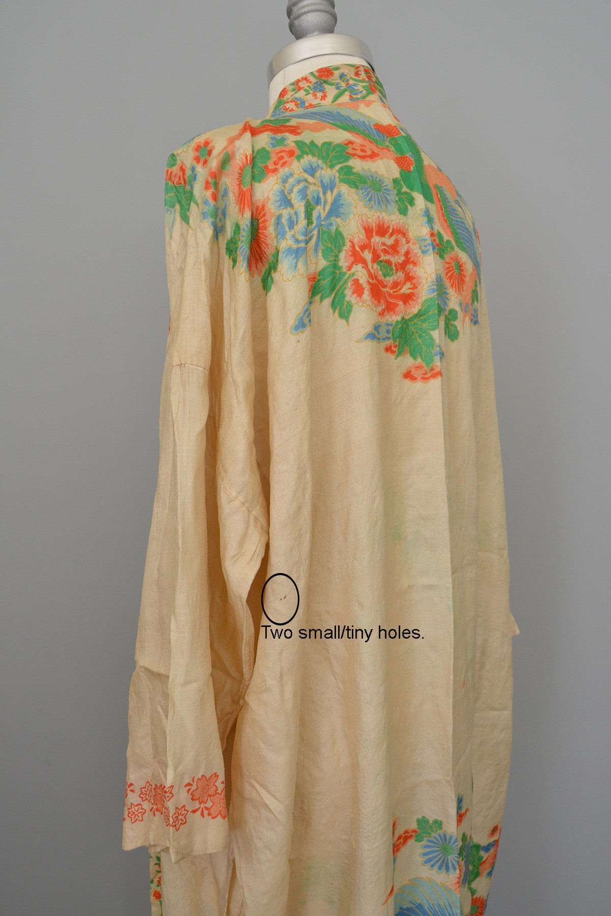RESERVED 1920s Pongee Silk Kimono Robe Birds