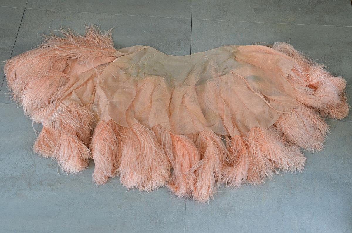 1920s Pink Feather Deco Shawl Cape Shrug