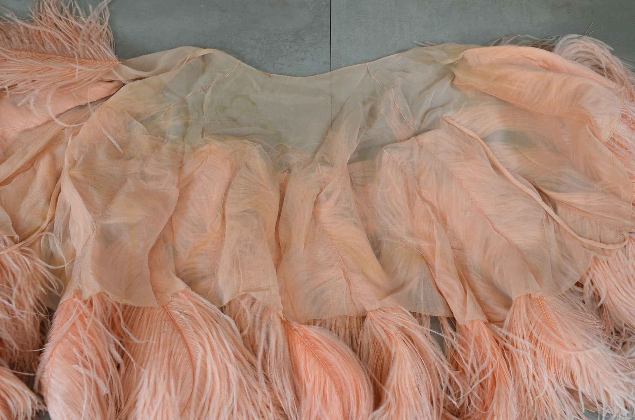 1920s Pink Feather Deco Shawl Cape Shrug