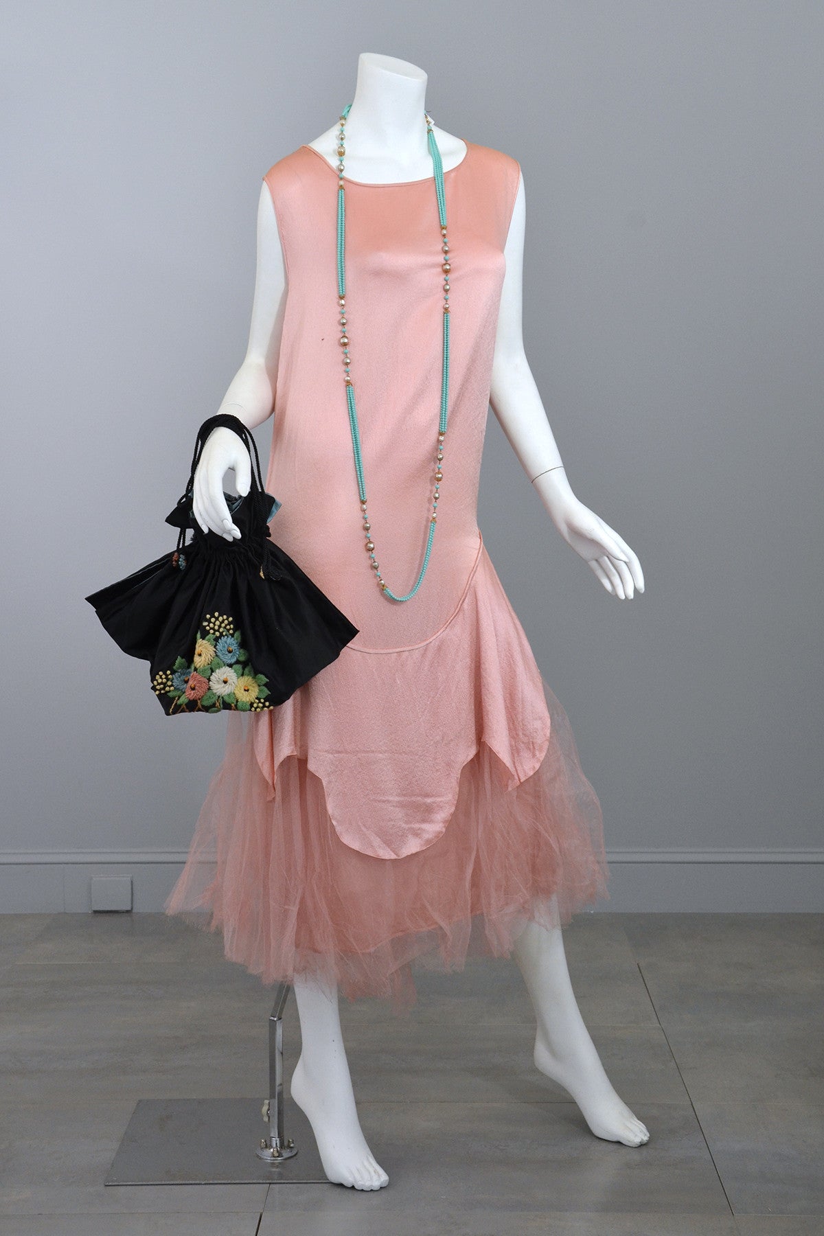 1920s Deco Pink Satin and Tulle Ballerina Flapper Dress | VintageVirtuosa 1920s Deco Pink Satin and Tulle Ballerina Flapper Dress | VintageVirtuosa