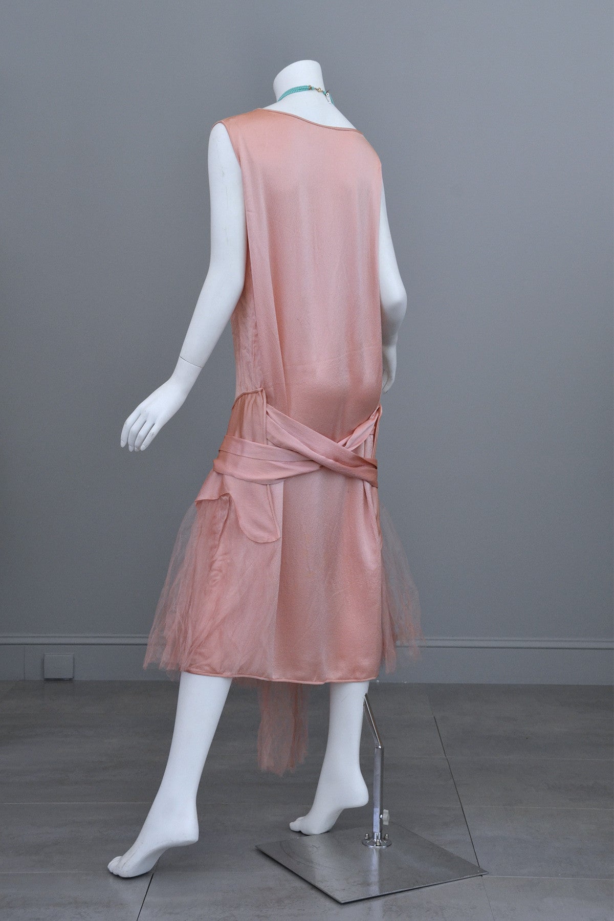 1920s Deco Pink Satin and Tulle Ballerina Flapper Dress