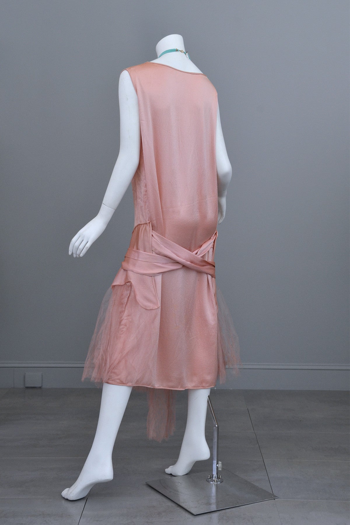 satin flapper dress Dark blue satin 1920s evening dress with handkerchief skirt