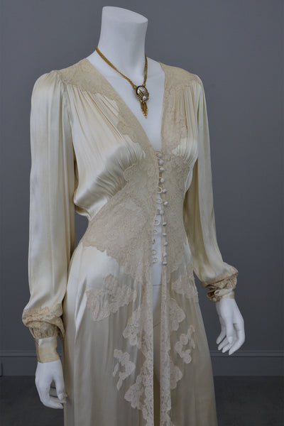 1930s vintage silk and lace robe deco negligee robe