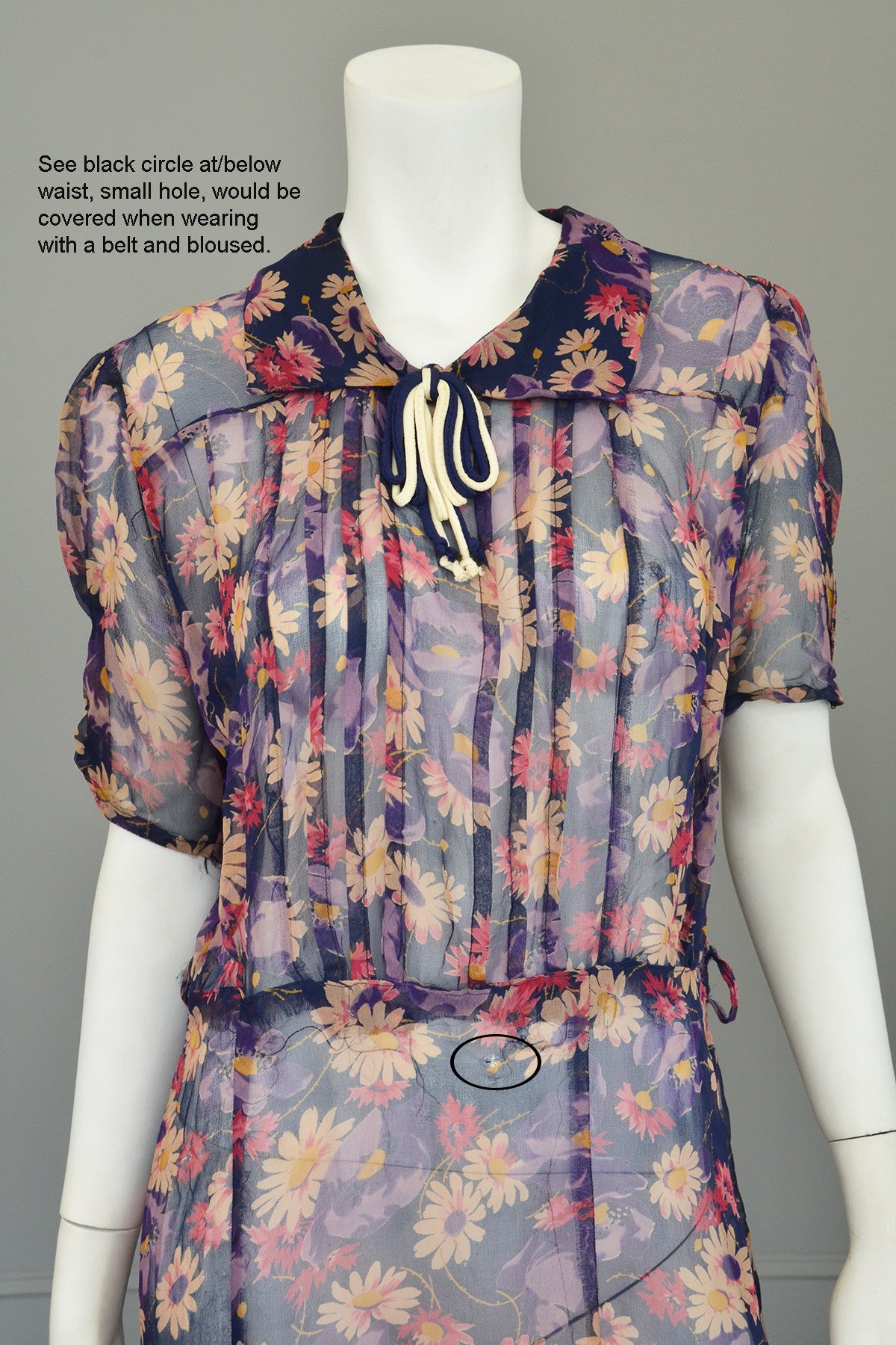 1930s Sheer Crepe Floral Print Darling Dress