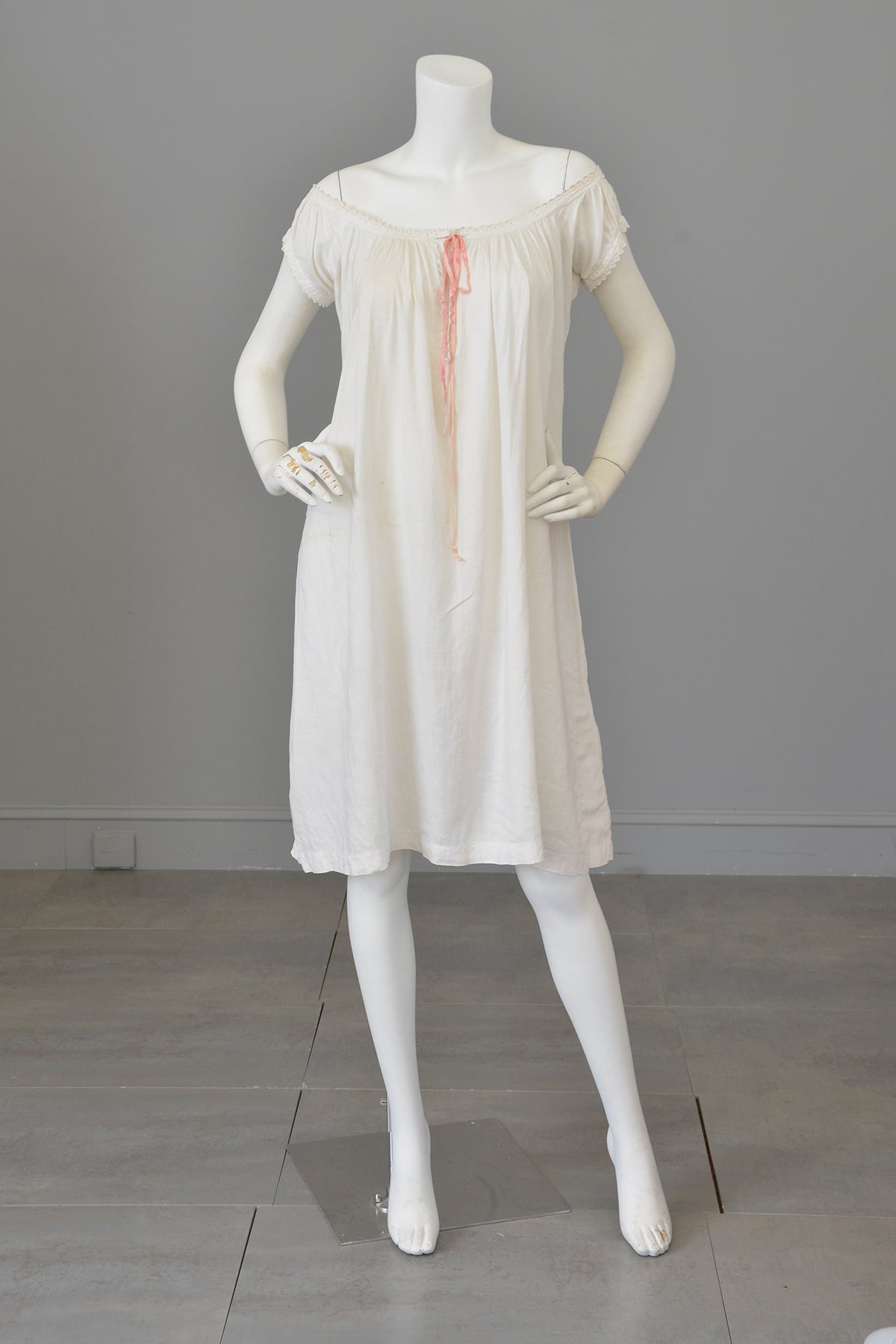 1930s White Linen/Flax Trapeze Peasant Nightie Dress | 1930s Peasant S 1930s White Linen/Flax Trapeze Peasant Nightie Dress | 1930s Peasant S