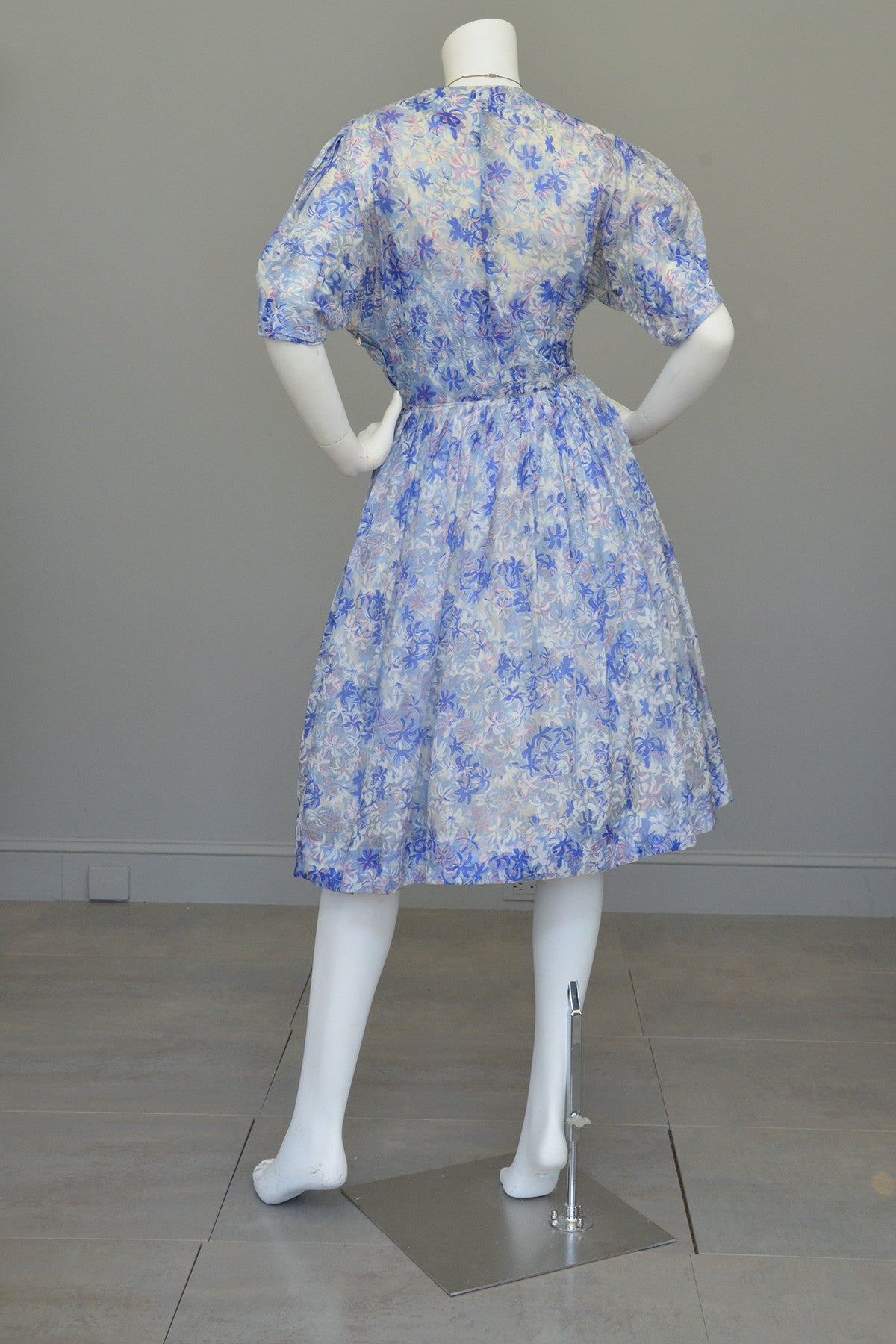 Henry Rosenfeld 1940s 50s Semi Sheer Petal Print Two Piece Party Dress by Henry Rosenf ...