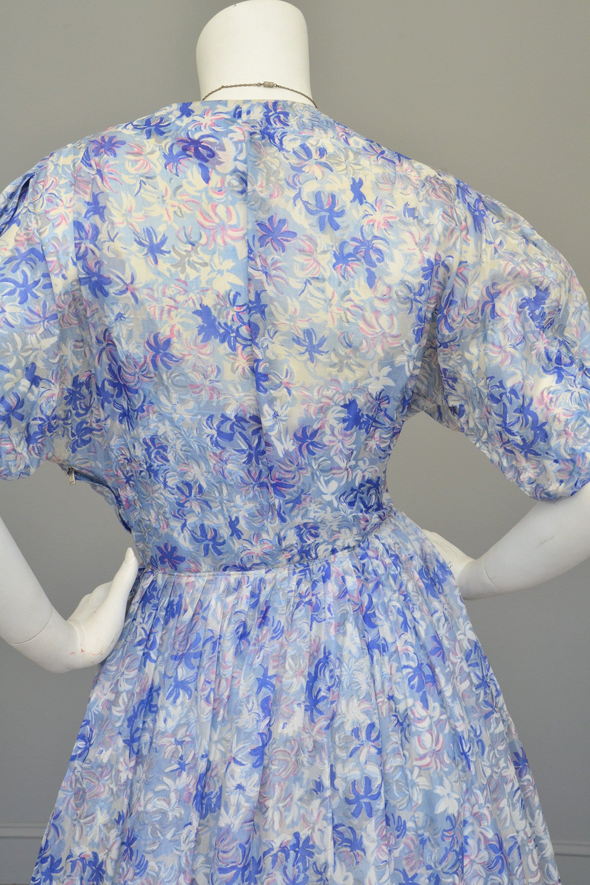 Henry Rosenfeld 1940s 50s Semi Sheer Petal Print Two Piece Party Dress by Henry Rosenf ...