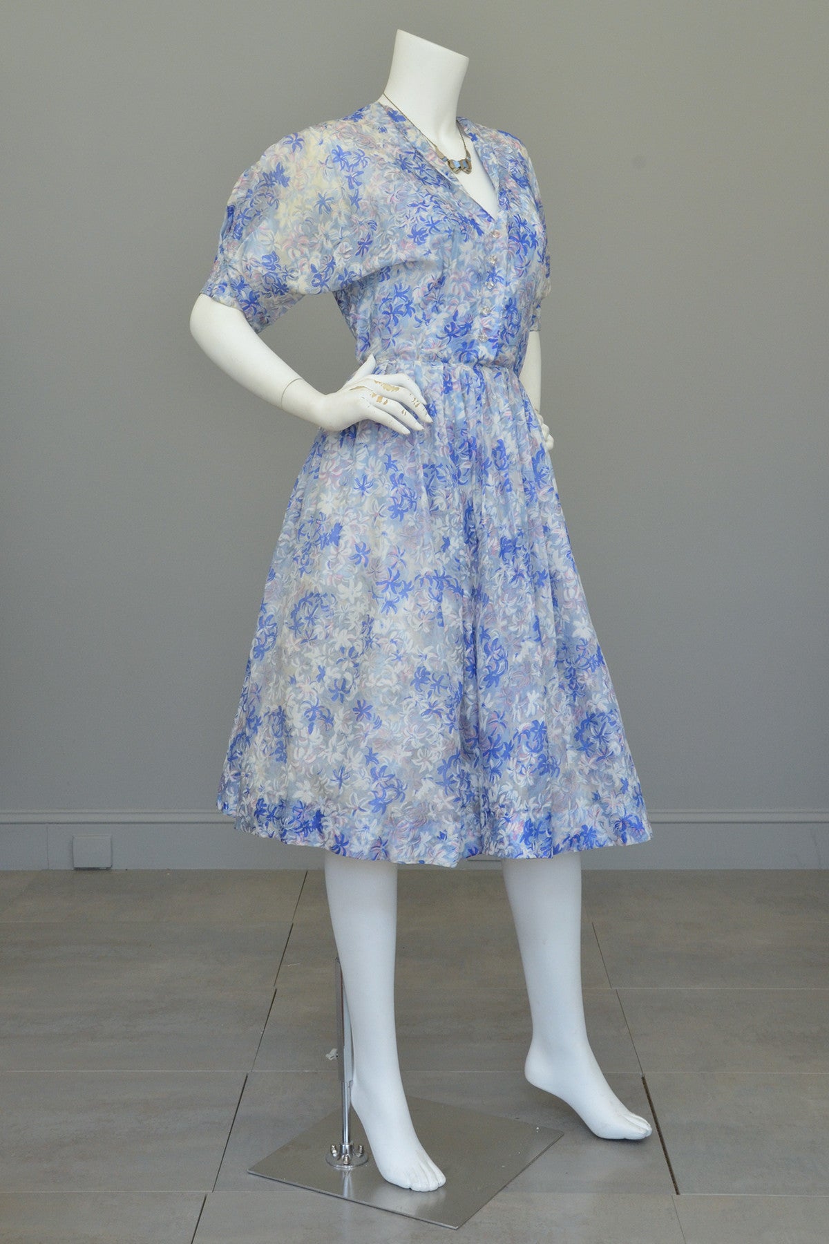 1940s 50s Semi Sheer Petal Print Two Piece Party Dress by Henry Rosenf | VintageVirtuosa 1940s 50s Semi Sheer Petal Print Two Piece Party Dress by Henry Rosenf | VintageVirtuosa