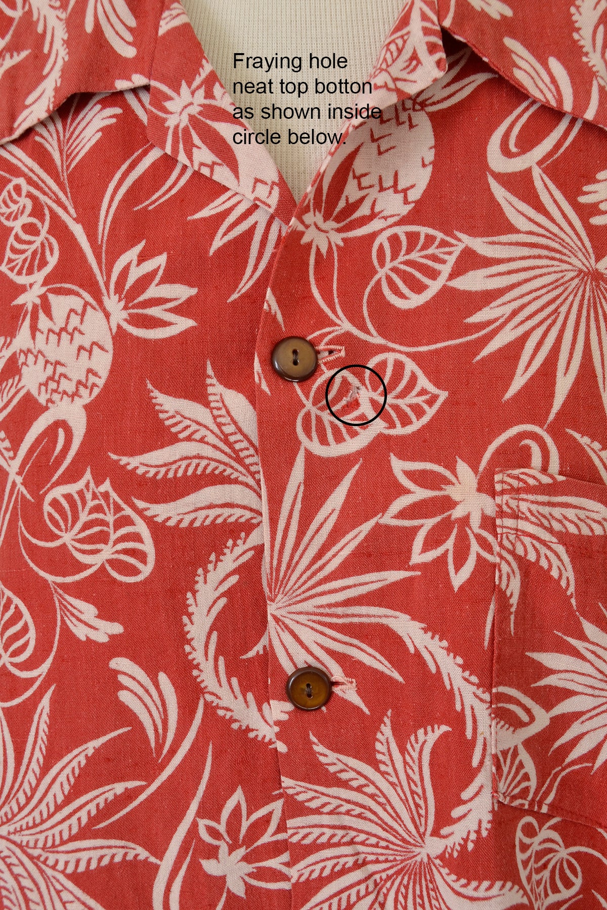 1940s 50s Red White Atomic Floral and Pineapple Print Unisex Hawaiian Shirt