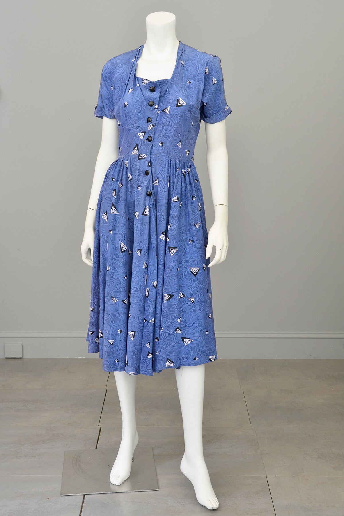 1940s R & K Original Retro Novelty Print Dress 'As Is'