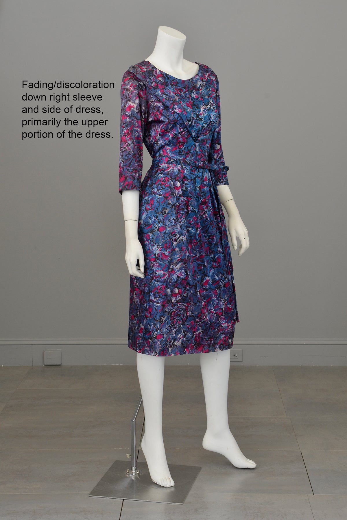 1940s Satin Impressionist Floral Dress with Fringe Sash | VintageVirtuosa 1940s Satin Impressionist Floral Dress with Fringe Sash | VintageVirtuosa