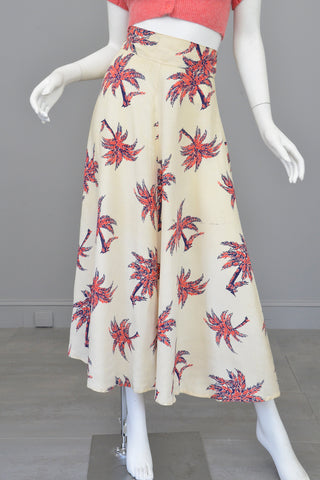 1940s Palm Tree Novelty Print Skirt - Needs cleaning + TLC